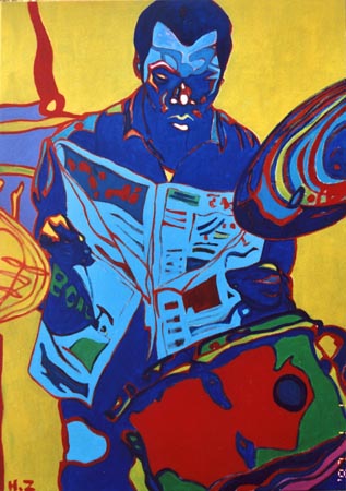 reading the newspaper